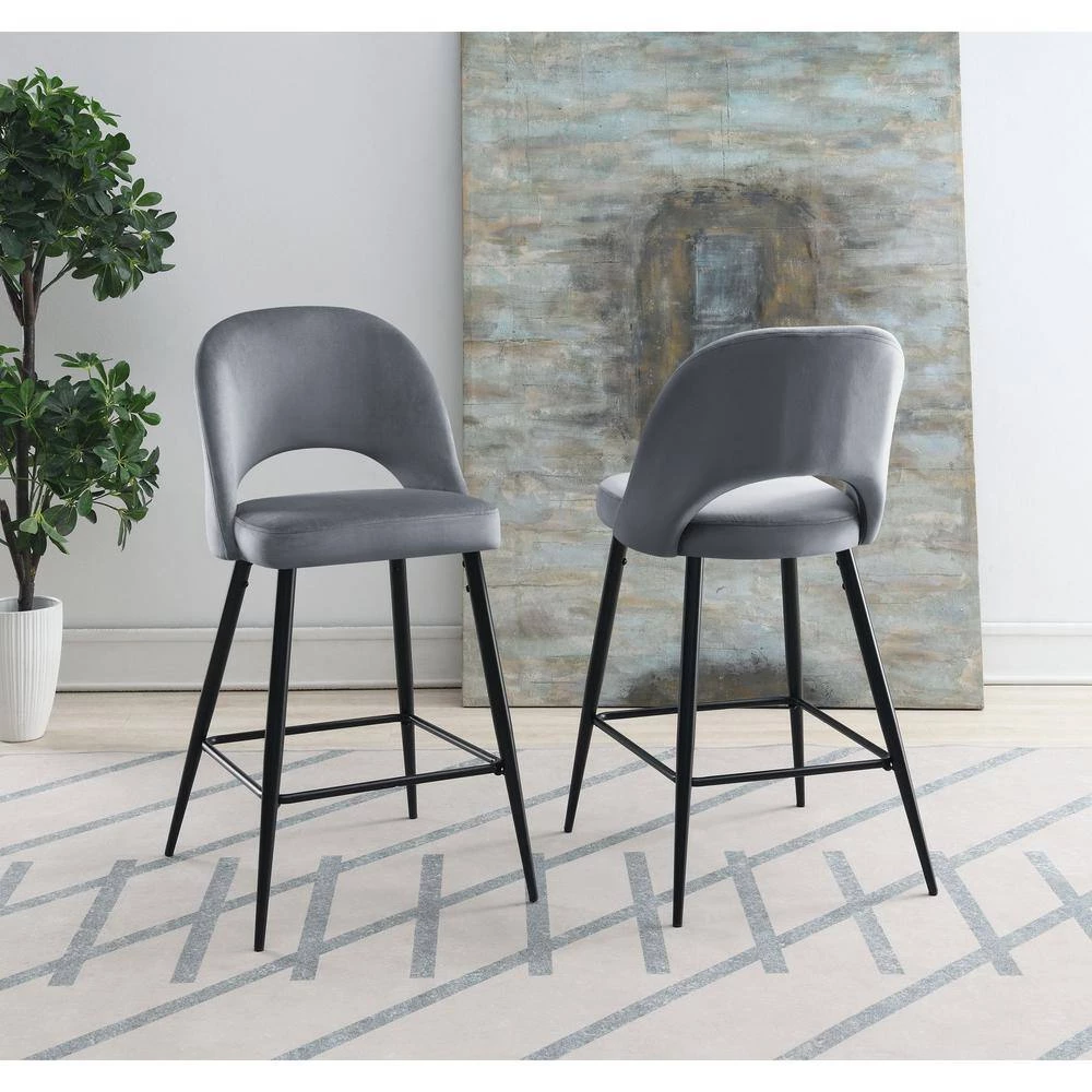 Loran 28.5 in. Gunmetal High Back Metal Bar Stool (Set of 2) by Picket House Furnishings 9 Loran 28.5 in. Gunmetal High Back Metal Bar Stool (Set of 2) by Picket House Furnishings - Image 9
