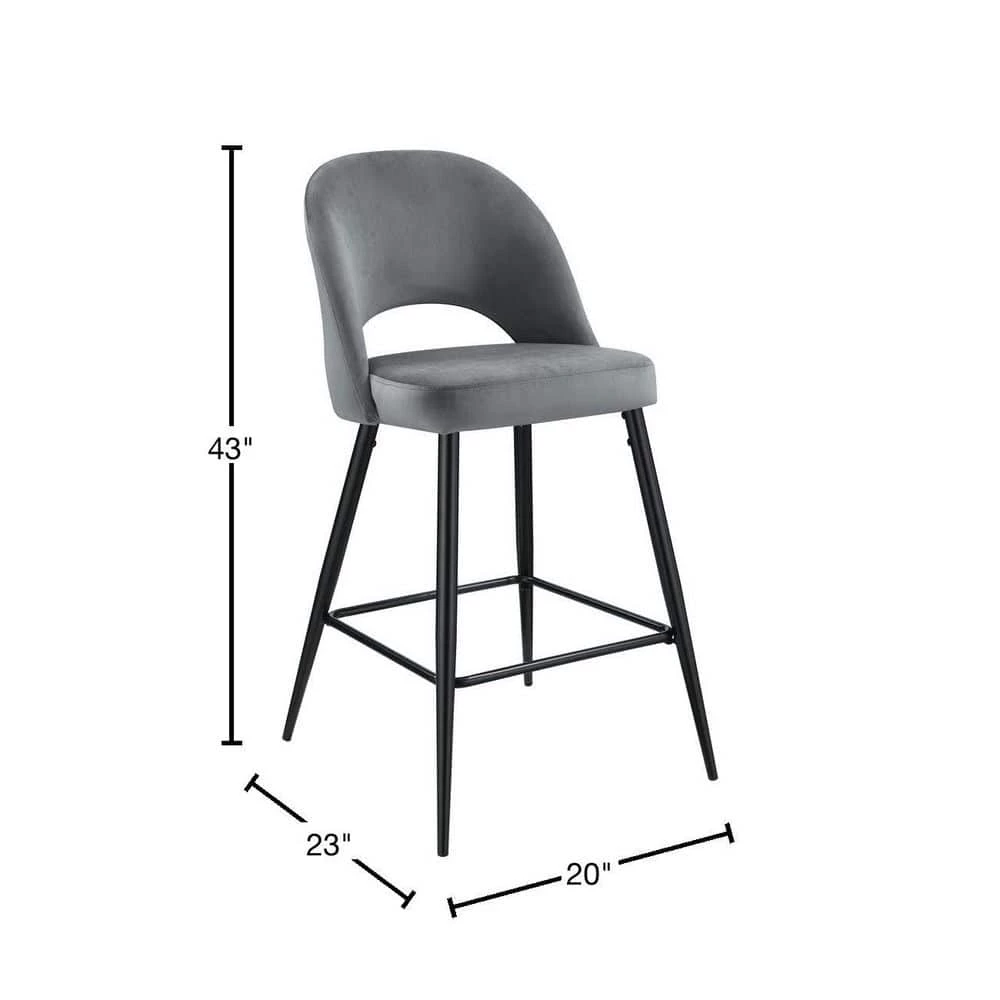 Loran 28.5 in. Gunmetal High Back Metal Bar Stool (Set of 2) by Picket House Furnishings 3 Loran 28.5 in. Gunmetal High Back Metal Bar Stool (Set of 2) by Picket House Furnishings - Image 3