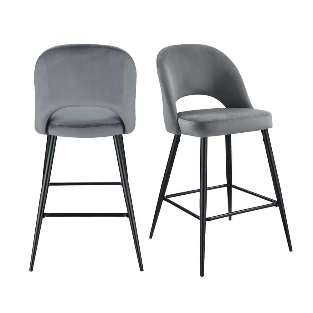 Loran 28.5 in. Gunmetal High Back Metal Bar Stool (Set of 2) by Picket House Furnishings 1 Loran 28.5 in. Gunmetal High Back Metal Bar Stool (Set of 2) by Picket House Furnishings
