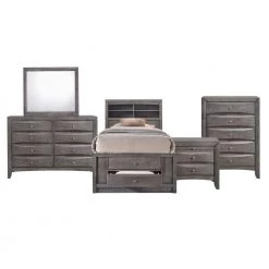 Madison 5-Piece Gray Twin Storage Bedroom Set by Picket House Furnishings