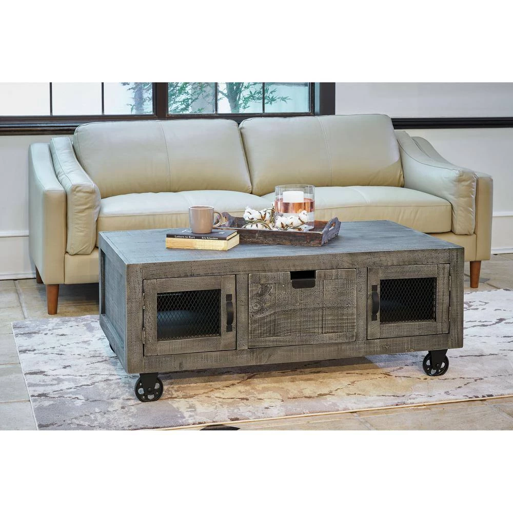 Micah 46 in. Rectangular Storage Coffee Table in Gray by Picket House Furnishings 6 Micah 46 in. Rectangular Storage Coffee Table in Gray by Picket House Furnishings - Image 6