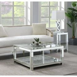 Strato 36 in. Grey Chrome Rectangle Wood Coffee Table by Picket House Furnishings -Picket House Furnishings Sales Store gray picket house furnishings coffee tables t 12330 ct 31 1000