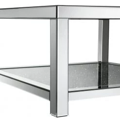 Strato 36 in. Grey Chrome Rectangle Wood Coffee Table by Picket House Furnishings -Picket House Furnishings Sales Store gray picket house furnishings coffee tables t 12330 ct 44 1000