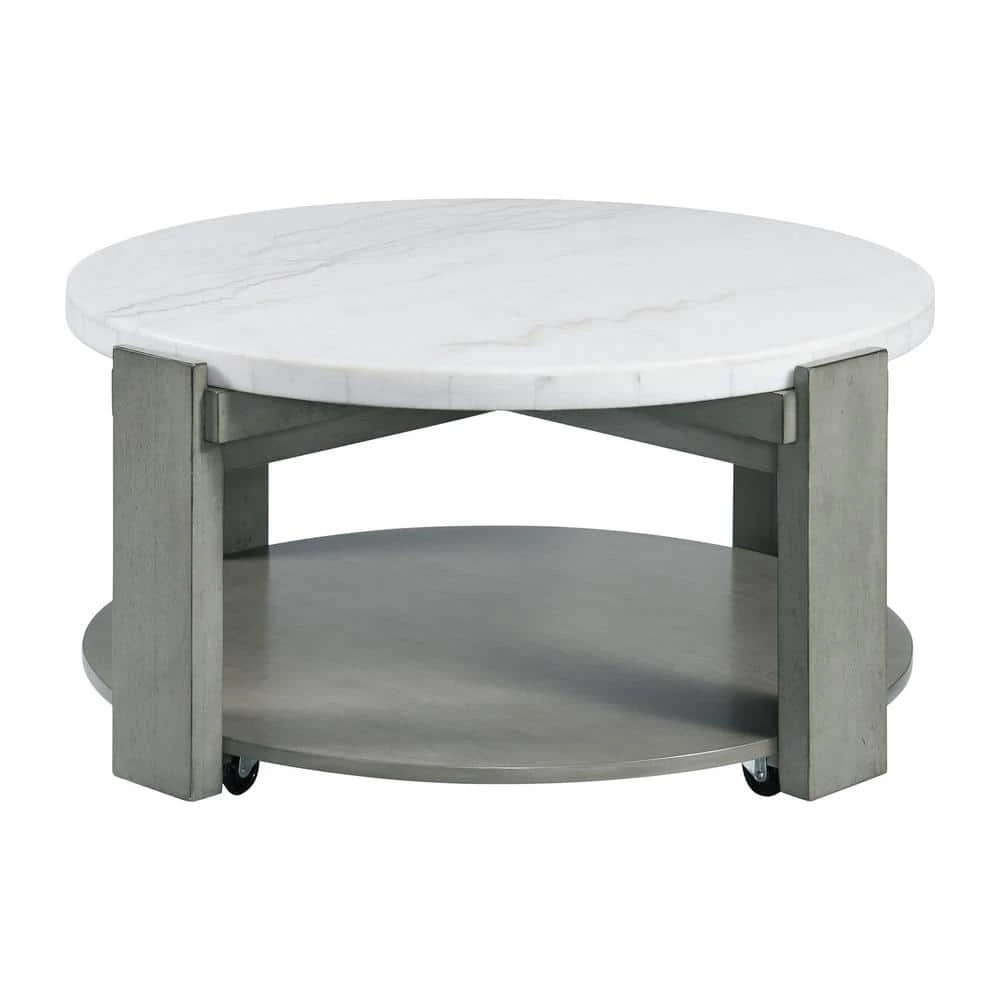 Rysa 38 in. Grey Round Marble Coffee Table by Picket House Furnishings 2 Rysa 38 in. Grey Round Marble Coffee Table by Picket House Furnishings - Image 2
