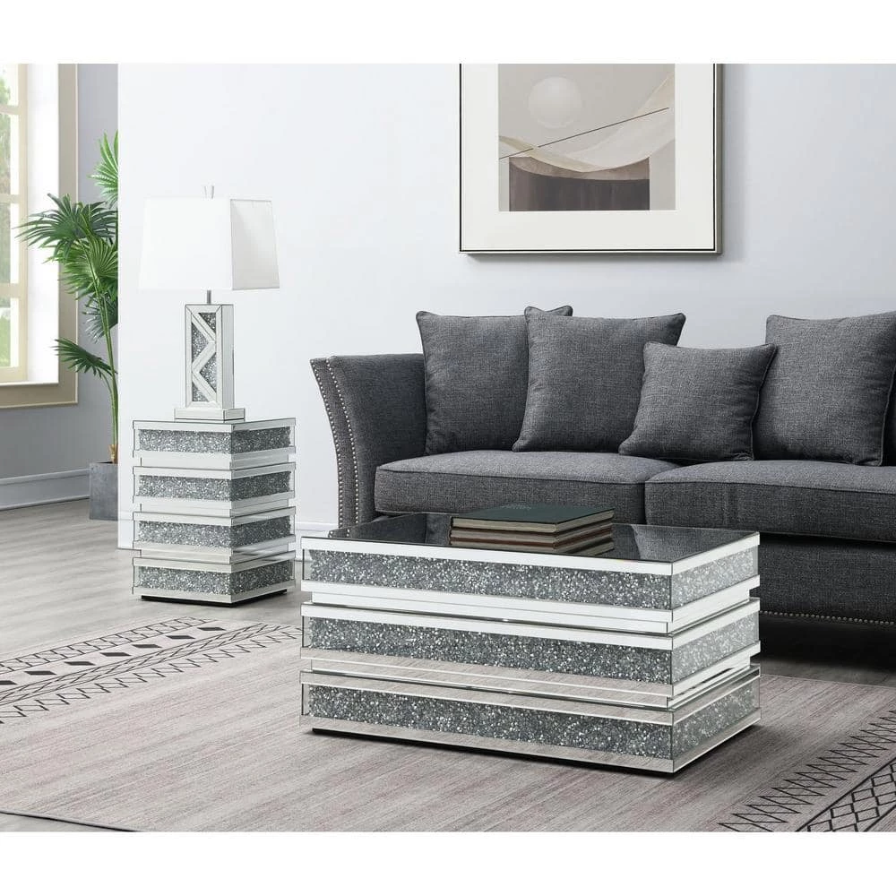 Camilla 35 in. Rectangle Mirrored Coffee Table in Chrome by Picket House Furnishings 6 Camilla 35 in. Rectangle Mirrored Coffee Table in Chrome by Picket House Furnishings - Image 6