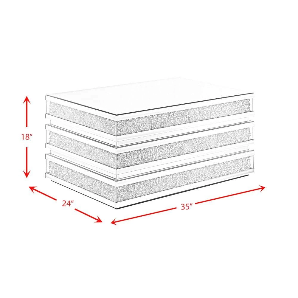 Camilla 35 in. Rectangle Mirrored Coffee Table in Chrome by Picket House Furnishings 5 Camilla 35 in. Rectangle Mirrored Coffee Table in Chrome by Picket House Furnishings - Image 5