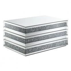Camilla 35 in. Rectangle Mirrored Coffee Table in Chrome by Picket House Furnishings