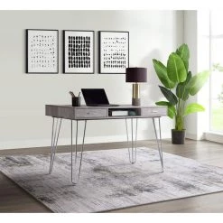 Lorain 47 in. Rectangle Gray Metal 3 Drawer Computer Desk by Picket House Furnishings -Picket House Furnishings Sales Store gray picket house furnishings computer desks a 10130 dke 31 1000