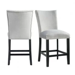 Celine Gray Velvet Counter Height Chair Set by Picket House Furnishings