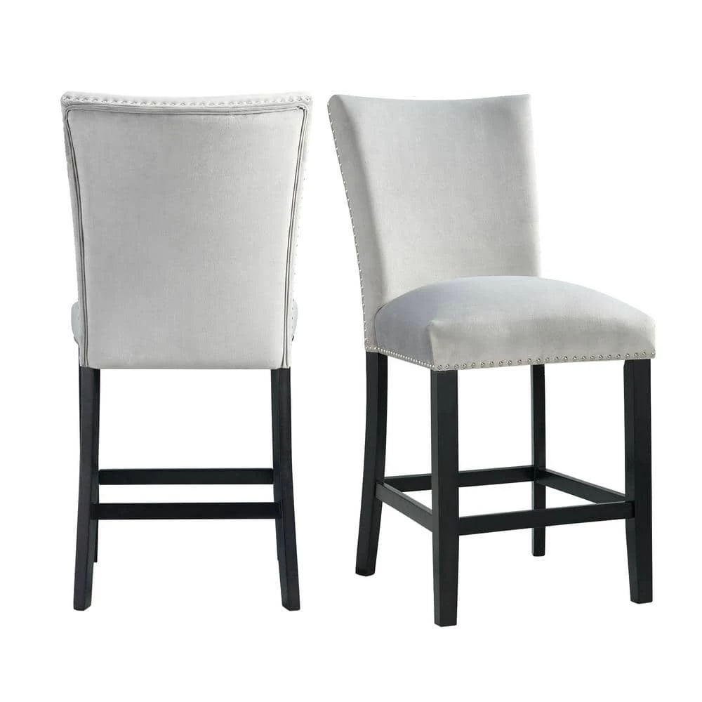 Celine Gray Velvet Counter Height Chair Set by Picket House Furnishings 1 Celine Gray Velvet Counter Height Chair Set by Picket House Furnishings