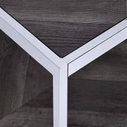 Lennon Square Chrome 24 in. Wood End Table in Charcoal by Picket House Furnishings -Picket House Furnishings Sales Store gray picket house furnishings end side tables cac100ete 4f 1000