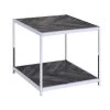 Lennon Square Chrome 24 in. Wood End Table in Charcoal by Picket House Furnishings