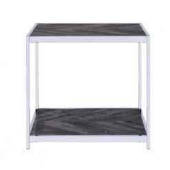 Lennon Square Chrome 24 in. Wood End Table in Charcoal by Picket House Furnishings -Picket House Furnishings Sales Store gray picket house furnishings end side tables cac100ete c3 1000