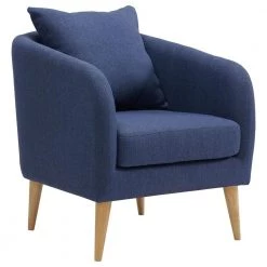 Zoe Accent Arm Chair with Wooden Legs in Blue by Picket House Furnishings