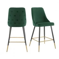 Zia 27 in. Emerald High Back Metal Bar Stool (Set of 2) by Picket House Furnishings