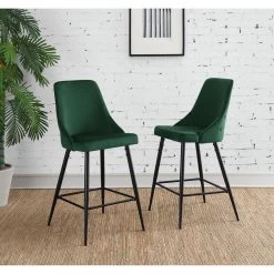 Ziva 27 in. Emerald High Back Metal Bar Stool (Set of 2) by Picket House Furnishings -Picket House Furnishings Sales Store green picket house furnishings bar stools r 2070 294 bse 31 1000