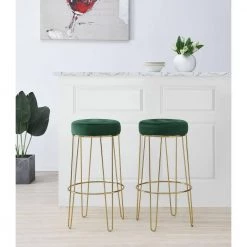 Vera 29 in. Emerald Backless Metal Bar Stool (Set of 2) by Picket House Furnishings -Picket House Furnishings Sales Store green picket house furnishings bar stools r 2190 294 bse 31 1000