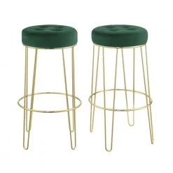 Vera 29 in. Emerald Backless Metal Bar Stool (Set of 2) by Picket House Furnishings