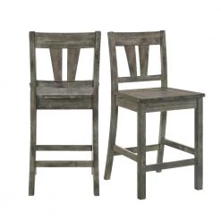 Grayson 24 in. High Back Counter Side Chair Set with Wooden Seat (Set of 2) by Picket House Furnishings