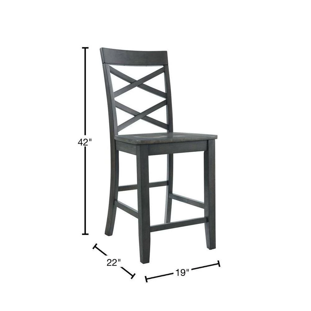 Regan 24 in. High Back Counter Side Chair Set in Gray (Set of 2) by Picket House Furnishings 3 Regan 24 in. High Back Counter Side Chair Set in Gray (Set of 2) by Picket House Furnishings - Image 3