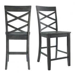 Regan 24 in. High Back Counter Side Chair Set in Gray (Set of 2) by Picket House Furnishings