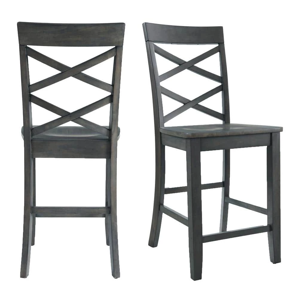 Regan 24 in. High Back Counter Side Chair Set in Gray (Set of 2) by Picket House Furnishings 1 Regan 24 in. High Back Counter Side Chair Set in Gray (Set of 2) by Picket House Furnishings
