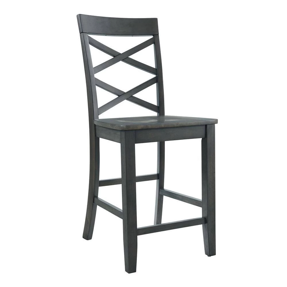 Regan 24 in. High Back Counter Side Chair Set in Gray (Set of 2) by Picket House Furnishings 2 Regan 24 in. High Back Counter Side Chair Set in Gray (Set of 2) by Picket House Furnishings - Image 2