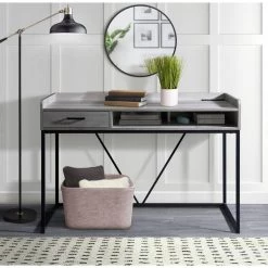 Peyton 47 in. Rectangle Grey Metal 1 Drawer Computer Desk by Picket House Furnishings -Picket House Furnishings Sales Store grey picket house furnishings computer desks ckps300dk 31 1000