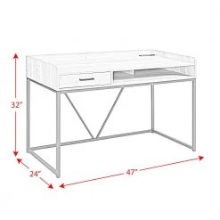 Peyton 47 in. Rectangle Grey Metal 1 Drawer Computer Desk by Picket House Furnishings -Picket House Furnishings Sales Store grey picket house furnishings computer desks ckps300dk 76 1000