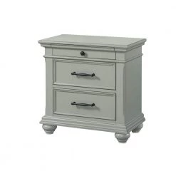 Brooks 28 in. H x 28 in. W x 16 in. D 3-Drawer Nightstand With USB Ports in Grey by Picket House Furnishings