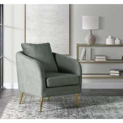 Zuri Accent Arm Chair with Gold Legs in Gun Metal by Picket House Furnishings -Picket House Furnishings Sales Store gun metal picket house furnishings accent chairs ujs288101mle 31 1000