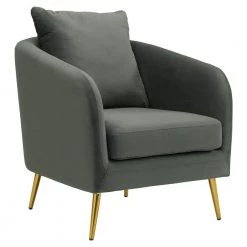 Zuri Accent Arm Chair with Gold Legs in Gun Metal by Picket House Furnishings
