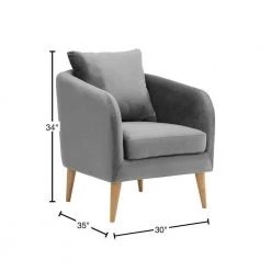 Zoe Accent Arm Chair with Wooden Legs in Gun Metal by Picket House Furnishings -Picket House Furnishings Sales Store gun metal picket house furnishings accent chairs ujs288101wle 40 1000