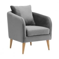 Zoe Accent Arm Chair with Wooden Legs in Gun Metal by Picket House Furnishings