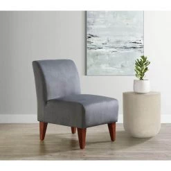Elizabeth Armless Slipper Chair in Gun Metal by Picket House Furnishings -Picket House Furnishings Sales Store gun metal picket house furnishings accent chairs usc288100e 31 1000