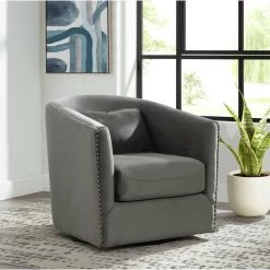 Alba Gun Metal Swivel Chair by Picket House Furnishings -Picket House Furnishings Sales Store gun metal picket house furnishings accent chairs ust3294102swe 31 1000