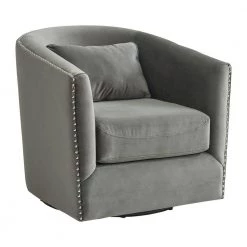 Alba Gun Metal Swivel Chair by Picket House Furnishings