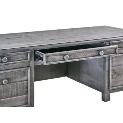 Lenox 66 in. Rectangle Grey Pine 5 Drawer Computer Desk by Picket House Furnishings -Picket House Furnishings Sales Store industrial grey picket house furnishings computer desks m 11240 11 cu 1f 1000