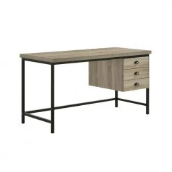 Ashby 55 in. Rectangle Light Grey Metal 3 Drawer Computer Desk by Picket House Furnishings