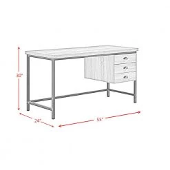Ashby 55 in. Rectangle Light Grey Metal 3 Drawer Computer Desk by Picket House Furnishings -Picket House Furnishings Sales Store light grey picket house furnishings computer desks a 7050 dk fa 1000