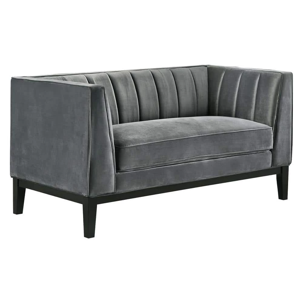 Calabasas 60 in. Light Grey Polyester 2-Seater Loveseat by Picket House Furnishings 1 Calabasas 60 in. Light Grey Polyester 2-Seater Loveseat by Picket House Furnishings