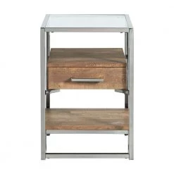 Hampton Rectangle Storage 16 in. Glass Side Chair Table in Chrome by Picket House Furnishings