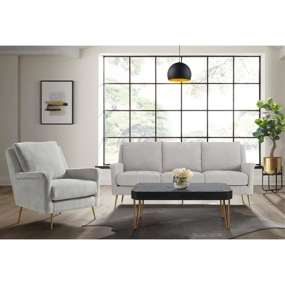 Lincoln 78 in. Dove 3-Seater Sofa with Gold Legs by Picket House Furnishings 5 Lincoln 78 in. Dove 3-Seater Sofa with Gold Legs by Picket House Furnishings - Image 5