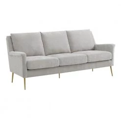 Lincoln 78 in. Dove 3-Seater Sofa with Gold Legs by Picket House Furnishings