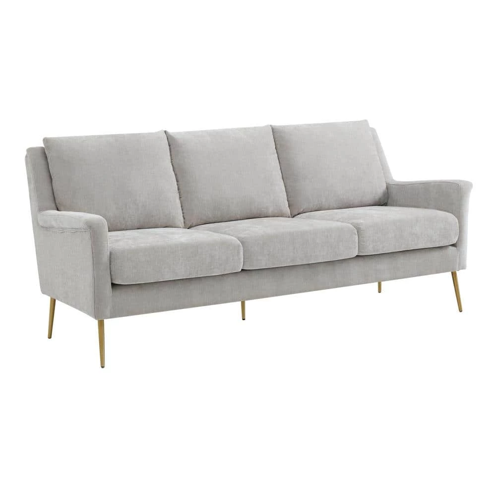 Lincoln 78 in. Dove 3-Seater Sofa with Gold Legs by Picket House Furnishings 1 Lincoln 78 in. Dove 3-Seater Sofa with Gold Legs by Picket House Furnishings