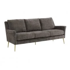 Lincoln 78 in. Cocoa 3-Seater Sofa with Gold Legs by Picket House Furnishings