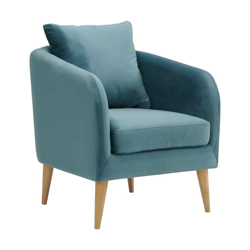 Zoe Accent Arm Chair with Wooden Legs in Marine Blue by Picket House Furnishings 3 Zoe Accent Arm Chair with Wooden Legs in Marine Blue by Picket House Furnishings - Image 3