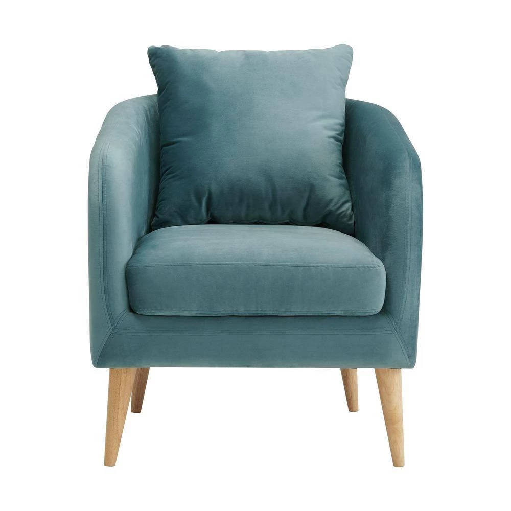 Zoe Accent Arm Chair with Wooden Legs in Marine Blue by Picket House Furnishings 6 Zoe Accent Arm Chair with Wooden Legs in Marine Blue by Picket House Furnishings - Image 6
