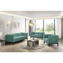 Calabasas 60 in. Light Green Polyester 2-Seater Loveseat by Picket House Furnishings -Picket House Furnishings Sales Store marine green picket house furnishings loveseats uci3680202 31 1000