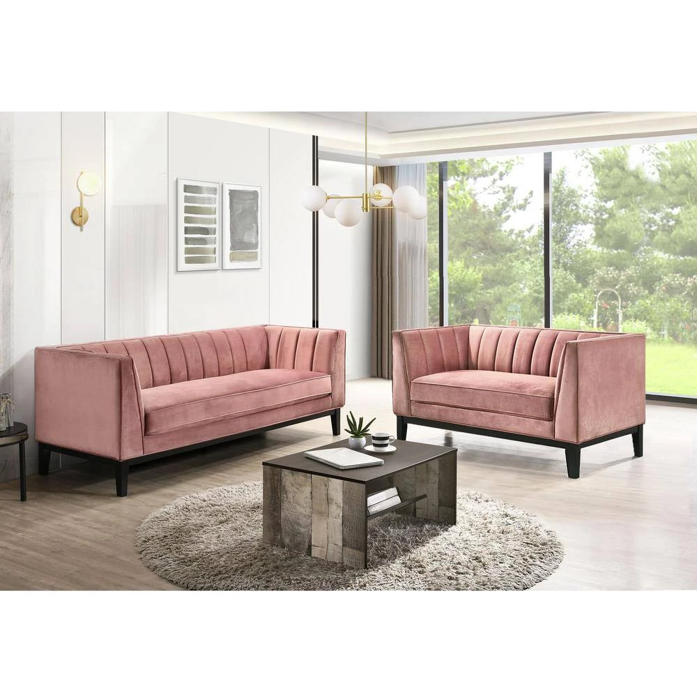 Calabasas 60 in. Light Rose Polyester 2-Seater Loveseat by Picket House Furnishings 8 Calabasas 60 in. Light Rose Polyester 2-Seater Loveseat by Picket House Furnishings - Image 8